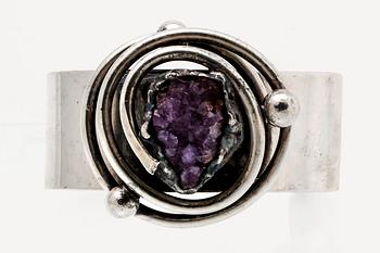 Bangle silver/metal, amethyst crystal.