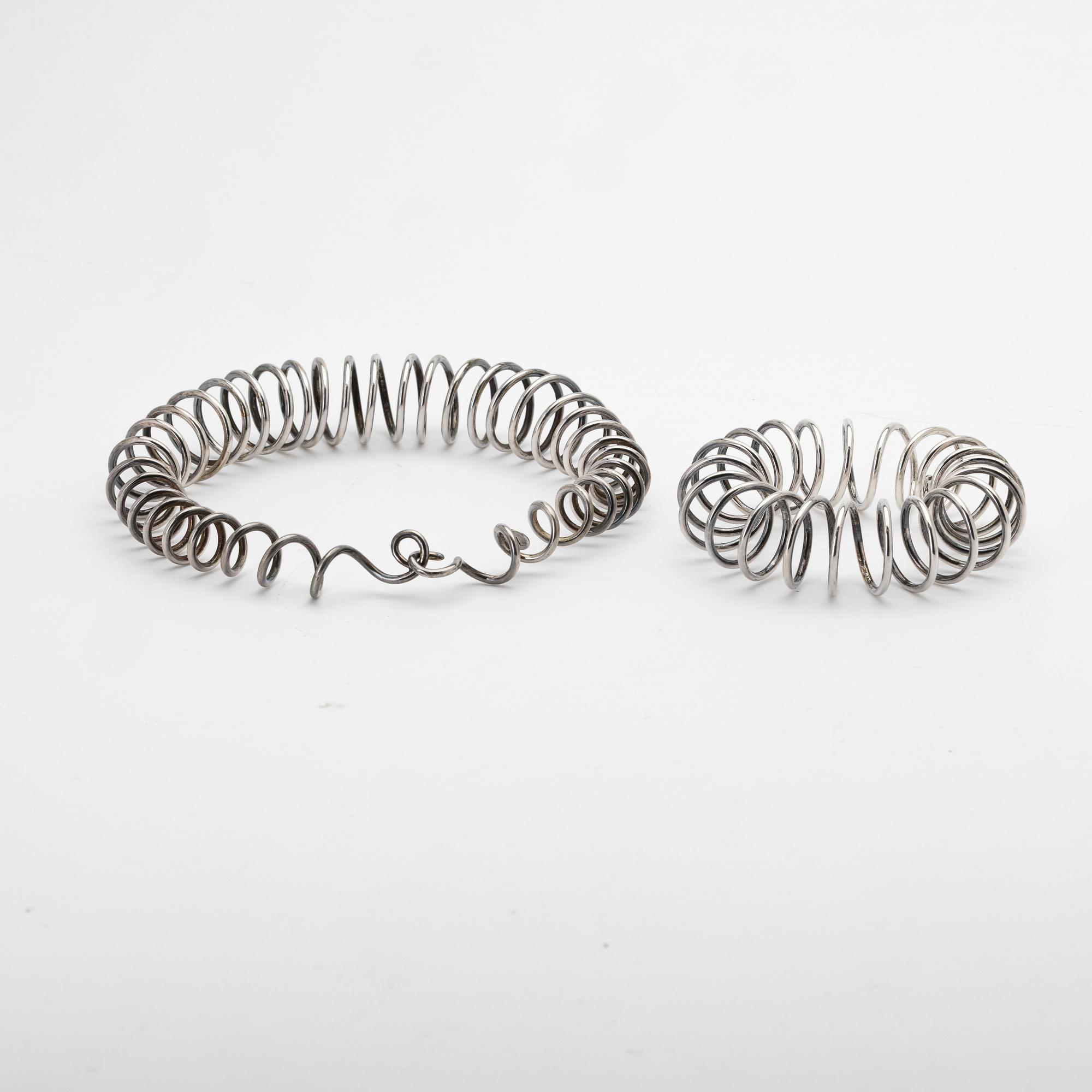 Necklace and Bracelet, Sterling Silver.