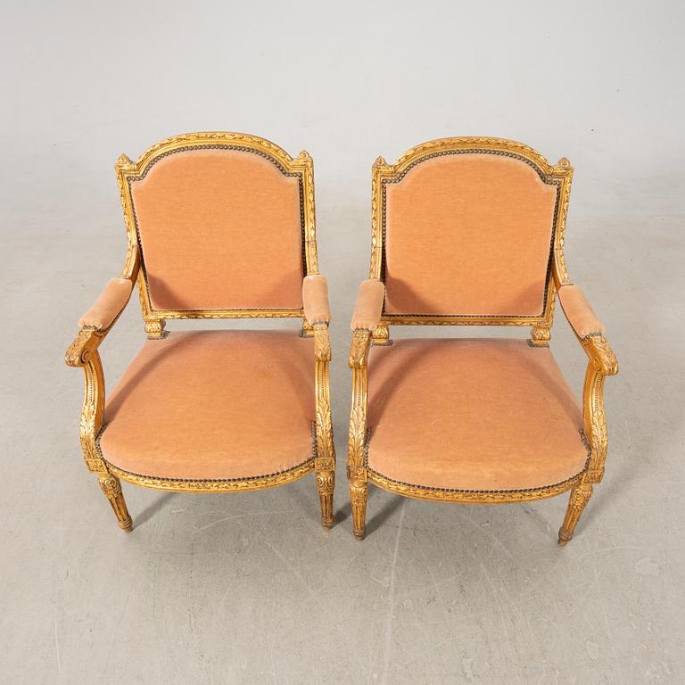 Armchairs, a pair in the Louis XVI style, first half of the 20th century.