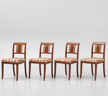 A set of four Empire chairs, southern Sweden, early 19th century.