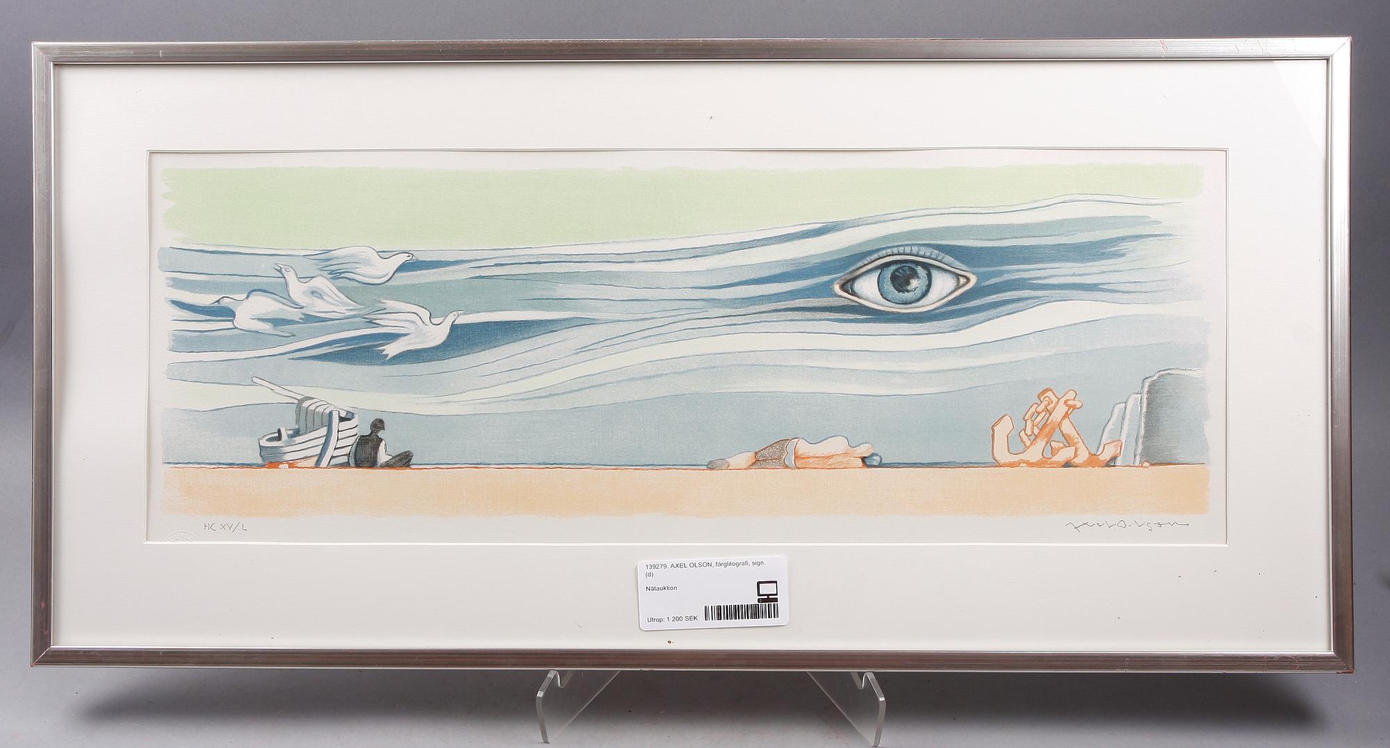 AXEL OLSON, färglitografi, sign.