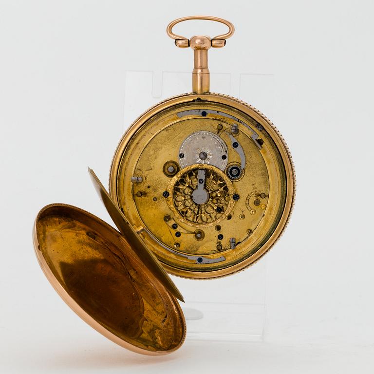 Pocket watch, gold, repeating automaton, ca 1820.