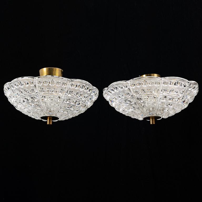 Carl Fagerlund, a pair of ceiling lamps, Orrefors, second half of the 20th Century.