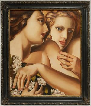 OKÄND KONSTNÄR, kopia efter Tamara di Lempicka, olja på duk, 1900/2000-tal.