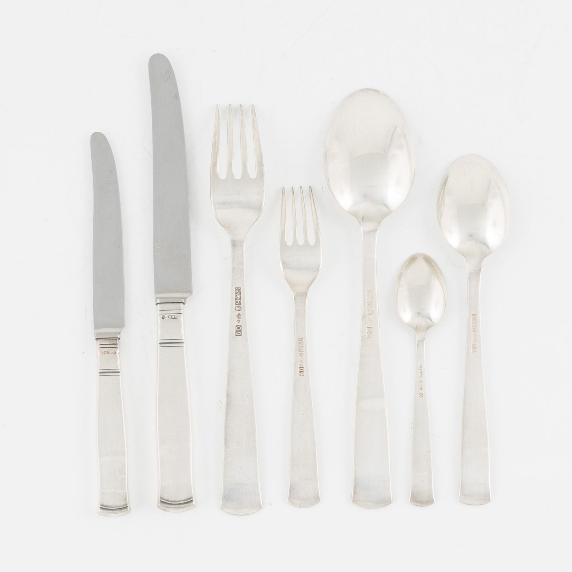 Jacob Ängman, a silver cutlery, model Rosenholm, GAB, Stockholm, some 1966.