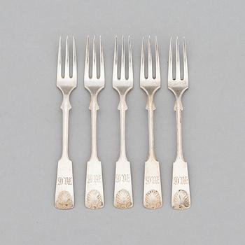 Bestickuppsättning, 47 dlr, silver, Musslan, Finland 1836-1935, mestadels V. Lindman, 1919.