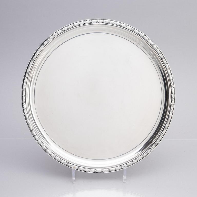 A Swedish silver dish and two silver coasters, marks of W.A. Bolin, Stockholm 1957.
