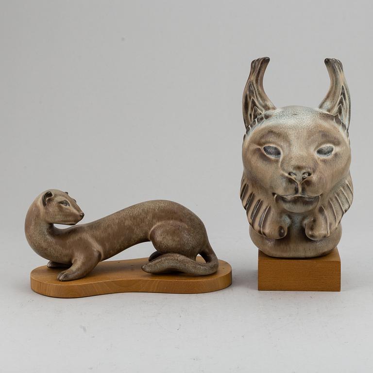 Two Gunnar Nylund stoneware figurines, Rörstrand, Sweden, mid 20th Century.