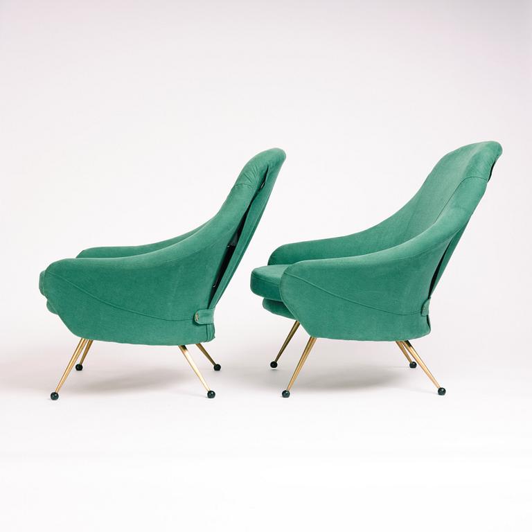 Marco Zanuso, a pair of easy chairs, "Martingala", Arflex, Italy 1950-60s.