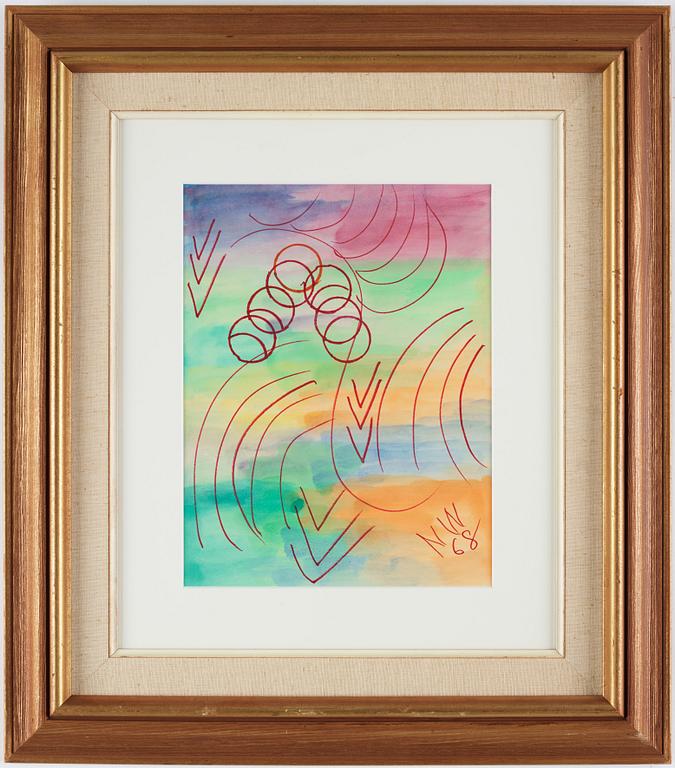 NELL WALDEN, mixed media on paper, signed and dated -68.