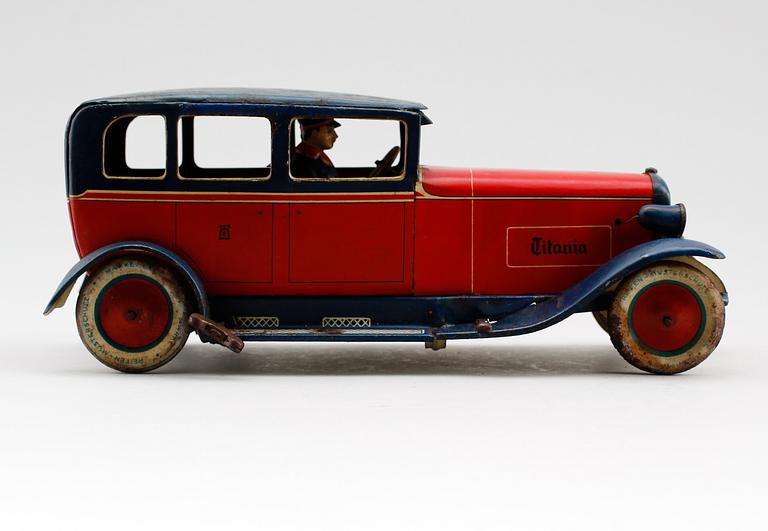 MODELLBIL, plåt, Lehmann, "Titania", 1900-talets första hälft.