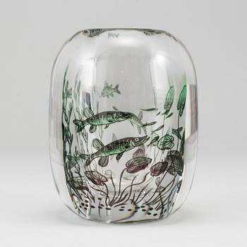 EDWARD HALD, a 'Fiskgraal' glass vase from Orrefors.