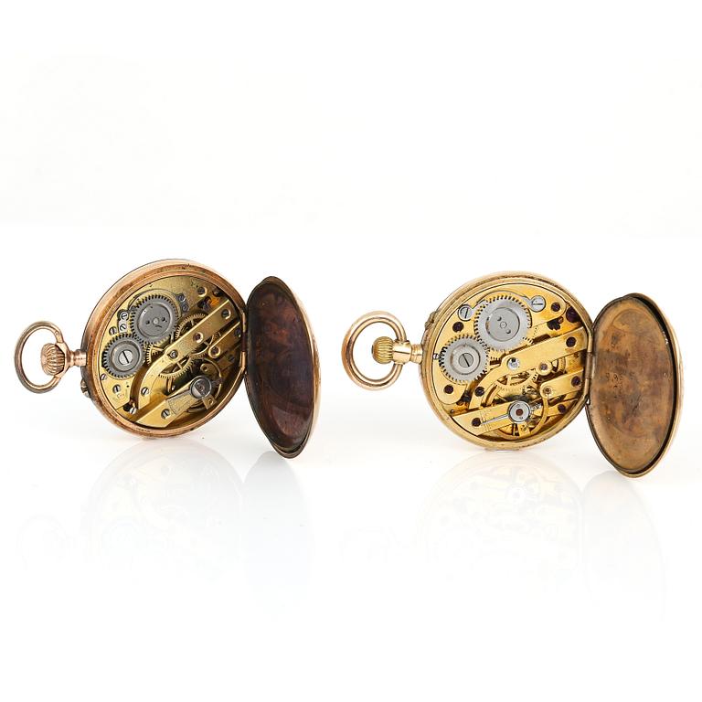 FICKUR, 3 st, 14 k guld samt silver.