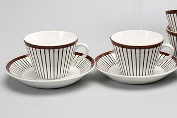KAFFESERVIS, 18 st +2 st, flintporslin, "Spisa Ribb", Stig Lindberg, Gustavsberg.