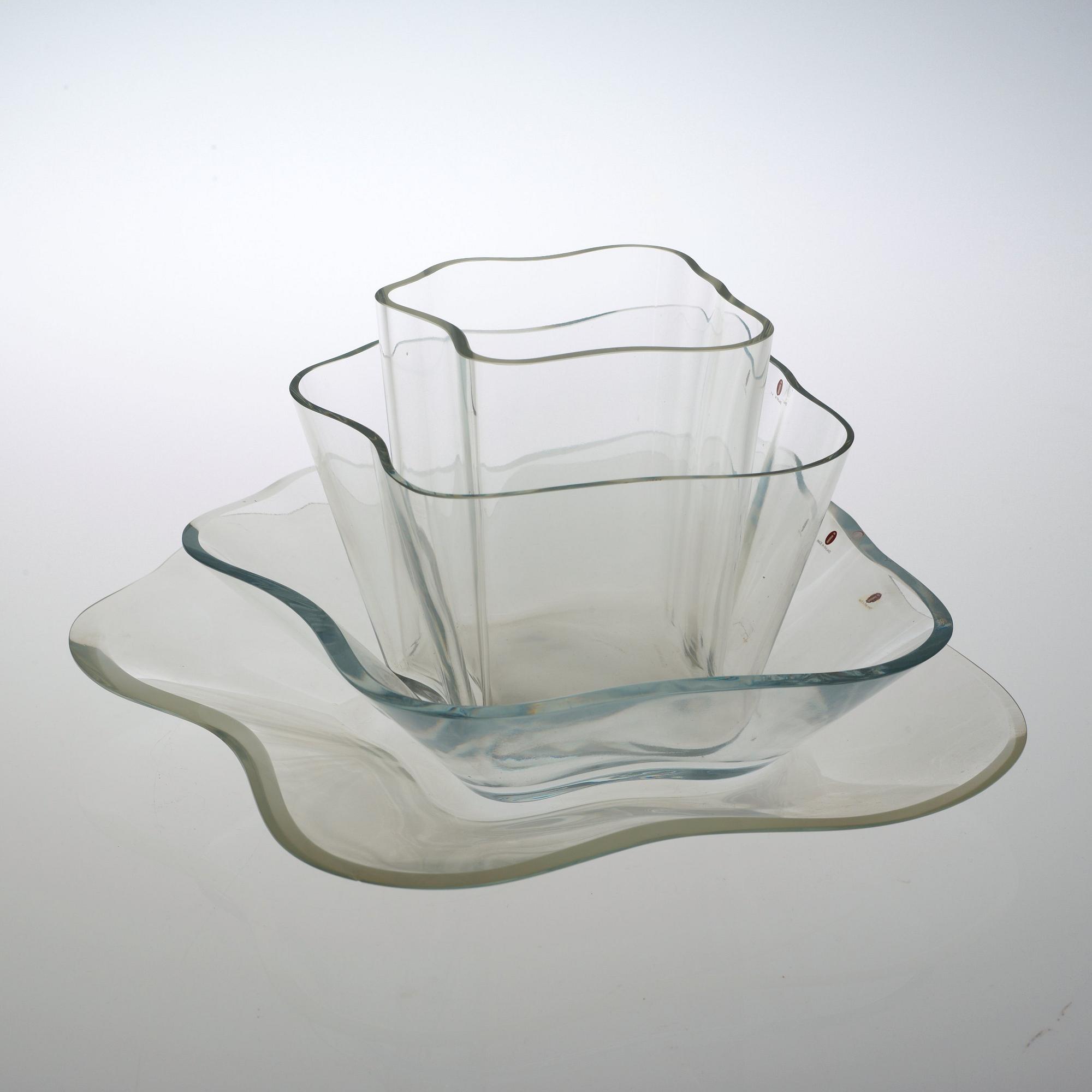 ALVAR AALTO, glasskulptur, 4 delar "Aaltoblomman", Iittala, Finland.