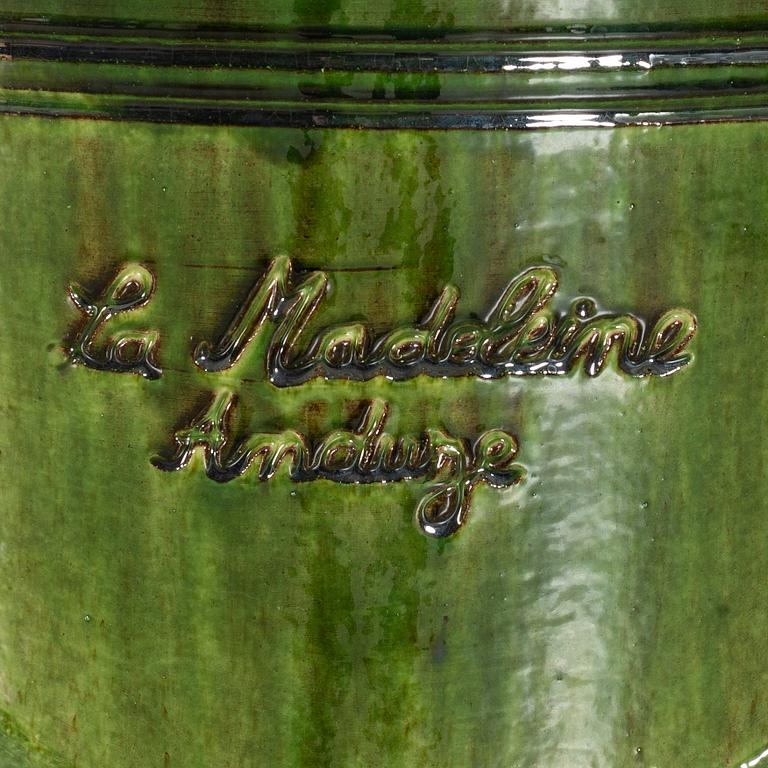 TRÄDGÅRDSURNOR ett par Poterie de la Madeleine Frankrike glaserat lergods 2012.