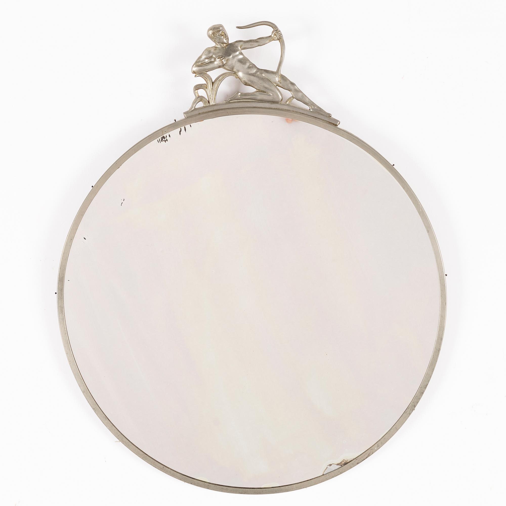 A Swedish grace mirror, pewter, 1920-30's.