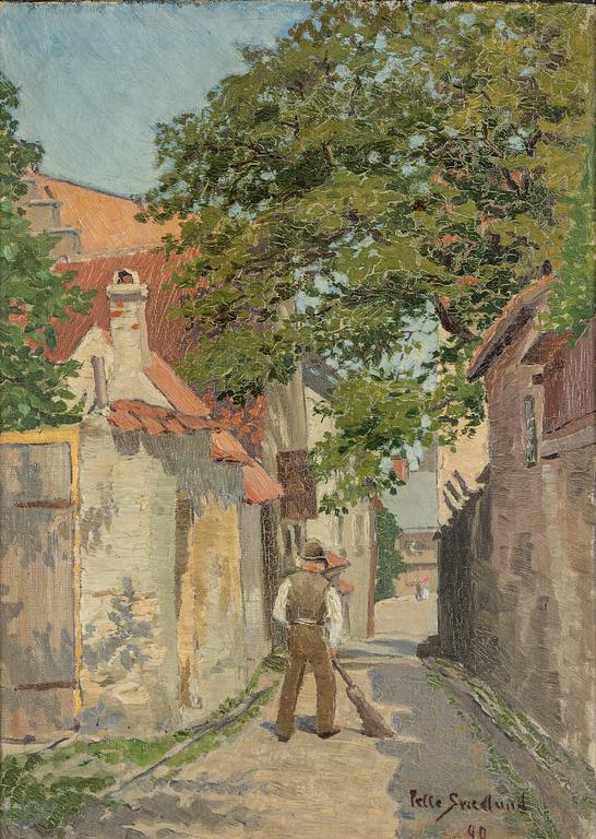Pelle Swedlund, oil on canvas/papaer-panel, signed and dated -90.