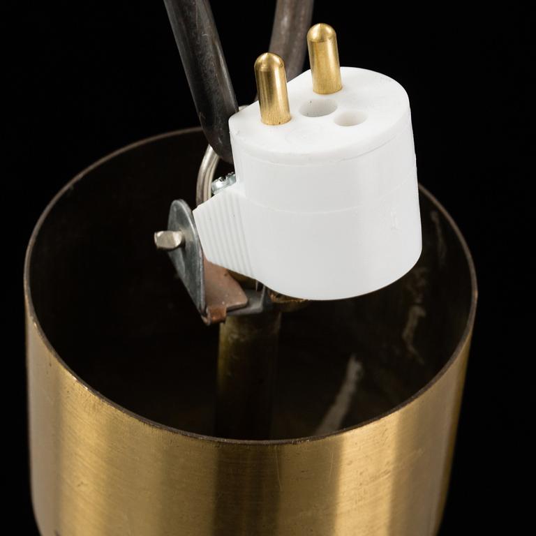 A 1960/70s glass and brass ceiling lamp.