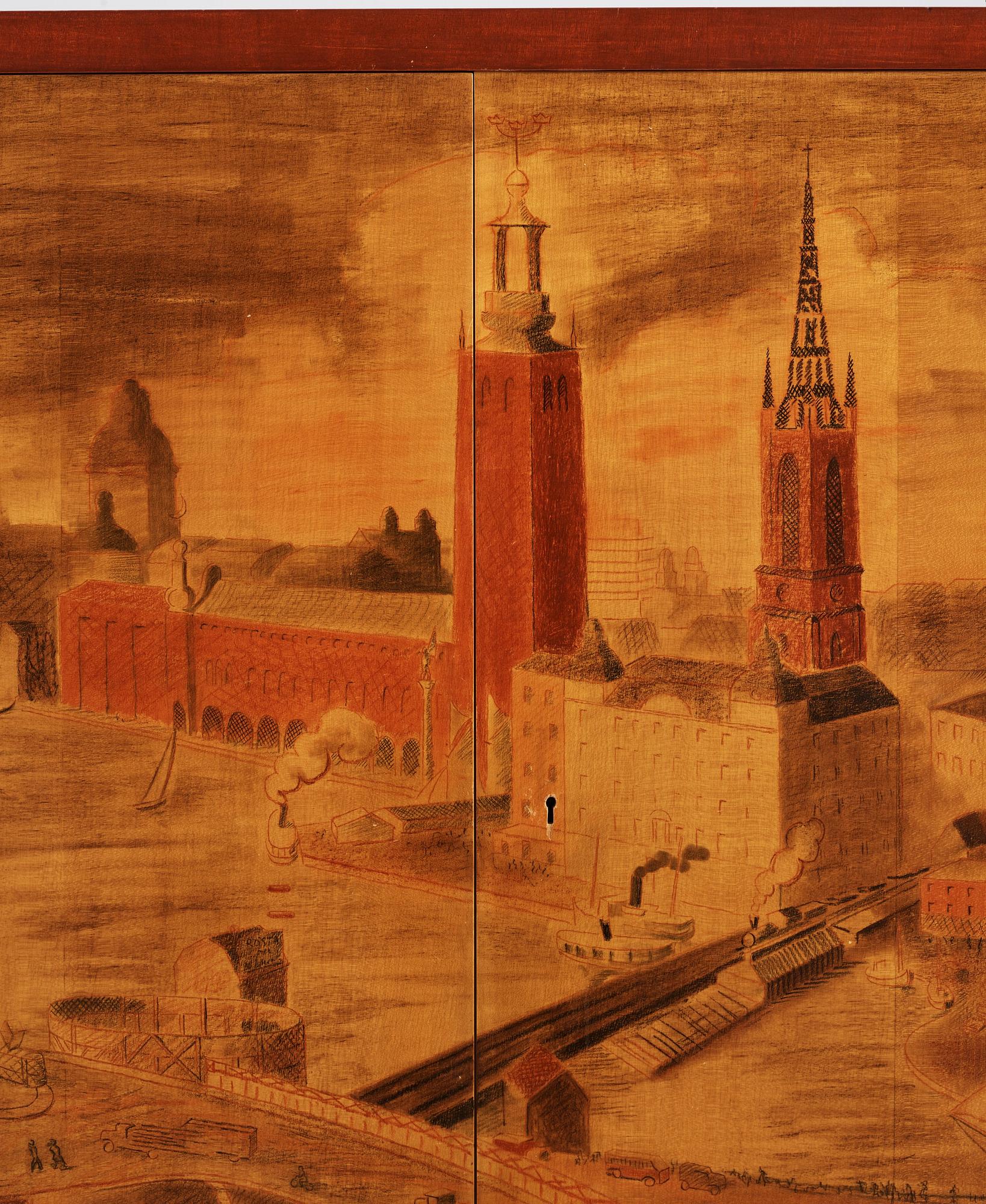 Isaac Grünewald, & Olof Östberg, skåp, unikt, AB GA Berg, Stockholm, 1935.
