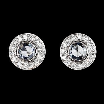 876. A pair of rose cut diamond earstuds.