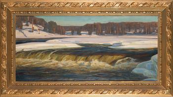 Victor Westerholm, Rapids in winter sunlight.