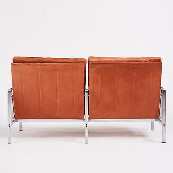 Preben Fabricius & Jørgen Kastholm, a two-seated brown leather sofa, Kill International, Germany 1960s.