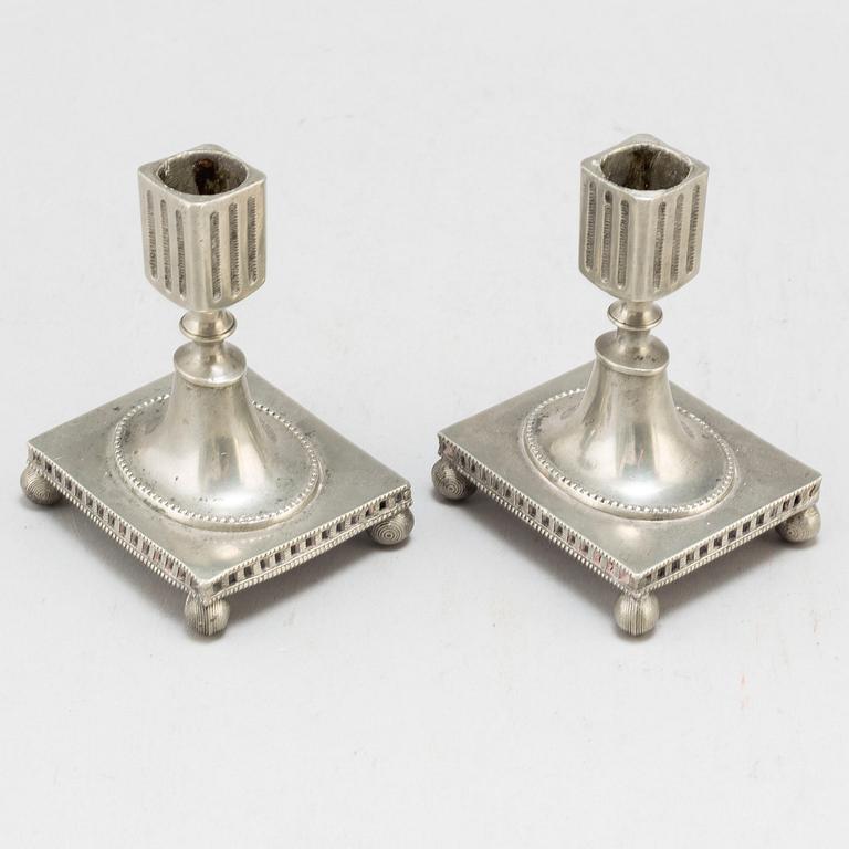 A pair of Swedish late gustavian pewter candlesticks.