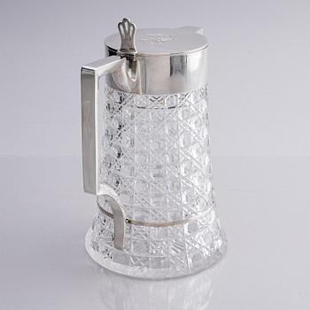 A Russian silver and cut-glass decanter, mark of Otto Maxelius, St. Petersburg around 1890.