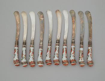 Bestick, 28 stycken, med porslinskaft. Qingdynastin, Qianlong (1736-95).