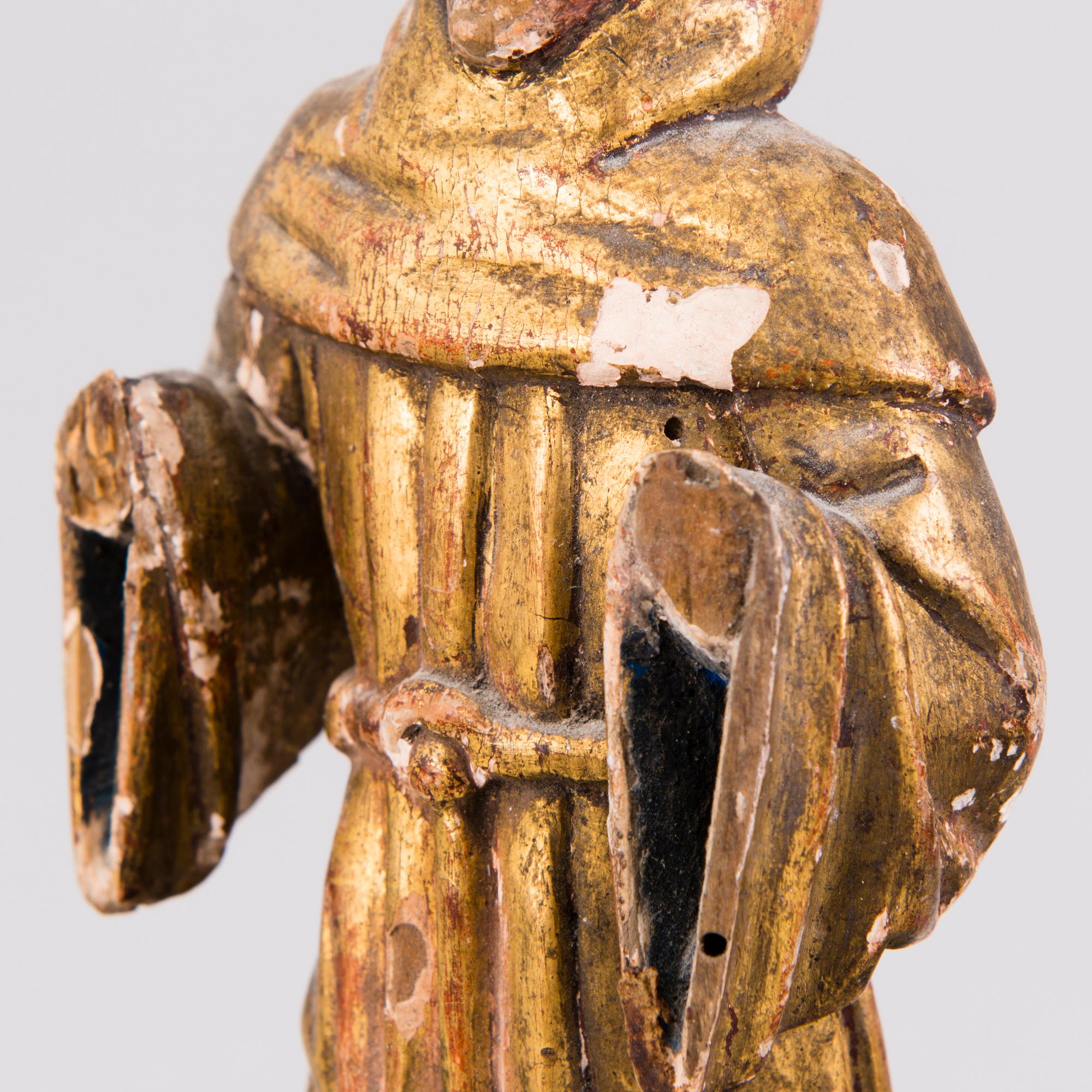 TWO SCULPTURES, painted wood, 18th century.