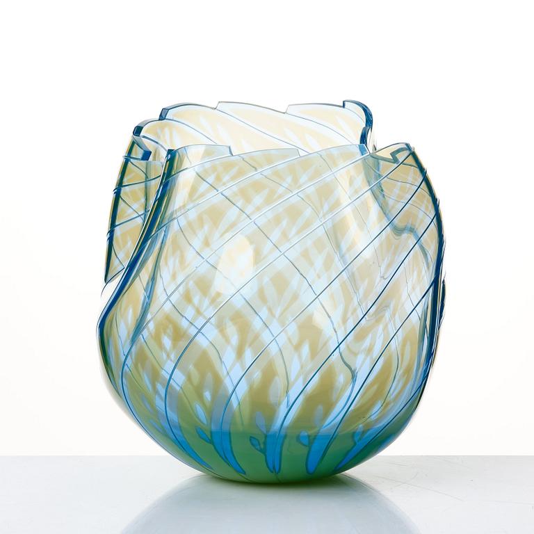 Gunnar Cyrén, a "graal" glass vase, Orrefors, Sweden 1987.