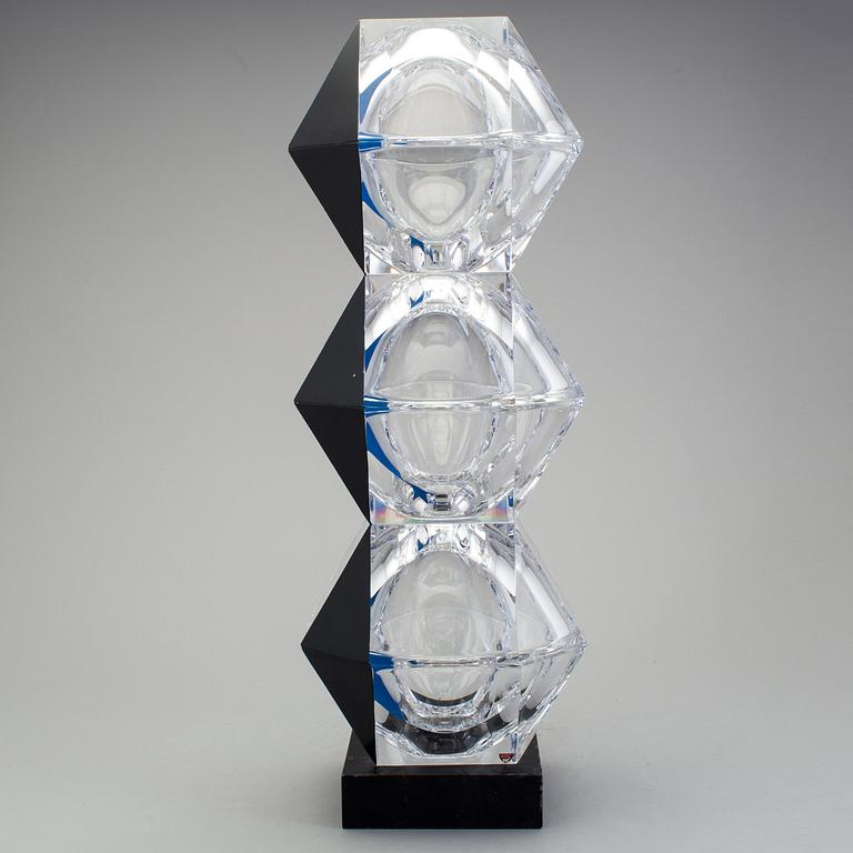 A Lars Hellsten polished glass sculpture, Orrefors, Sweden 1992.