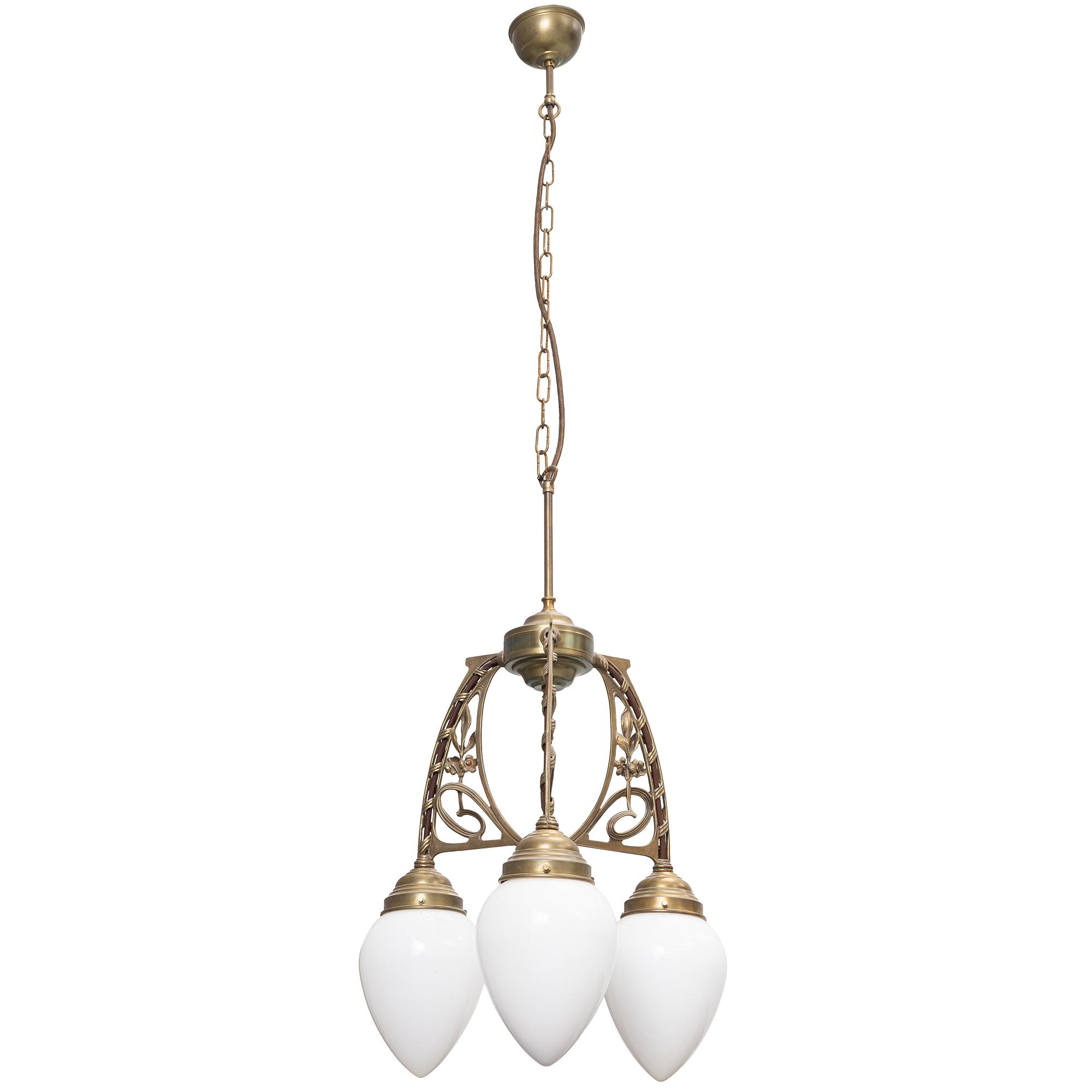 Ceiling lamp, D53, Art Nouveau style, circa 2000, Berliner Messinglampen, Germany.