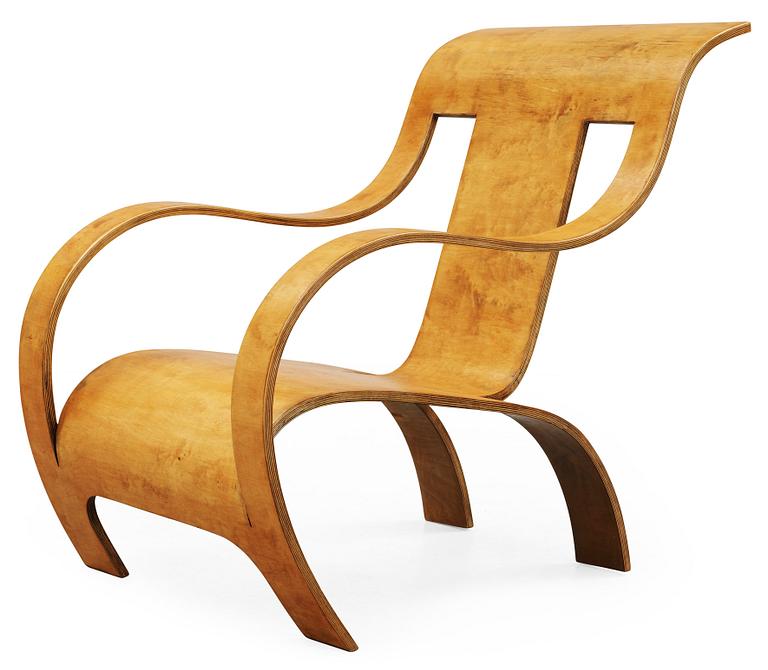 A Gerald Summers laminated birch easy chair, Makers of Simple Furniture, London 1935-40.