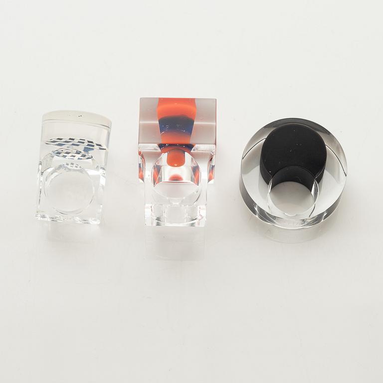 Siv Lagerström, three acrylic rings, 1970s.