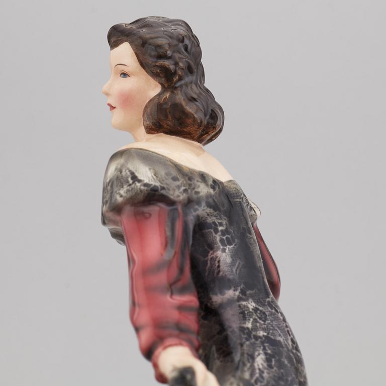 STEFAN DAKON, figurin, flintgods, Goldscheider, Österrike, 1900-talets mitt.