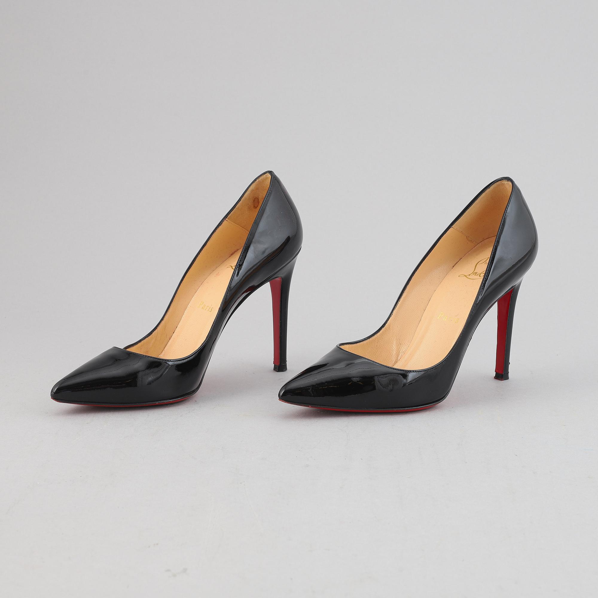 Christian Louboutin, a pair of patent leather high heel shoes, size 37 ½.