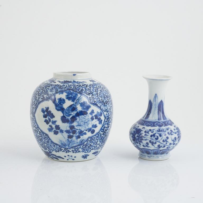 Two porcelain bowls, an urn and a vase, China, 19th-20th century.