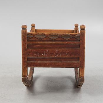A Swedish cradle, Hälsingland, probably. Dated 1851.