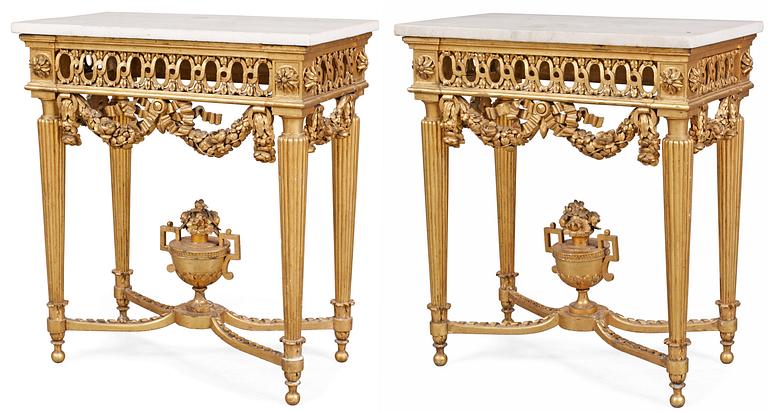 A pair of Danish late 18th century console tables.