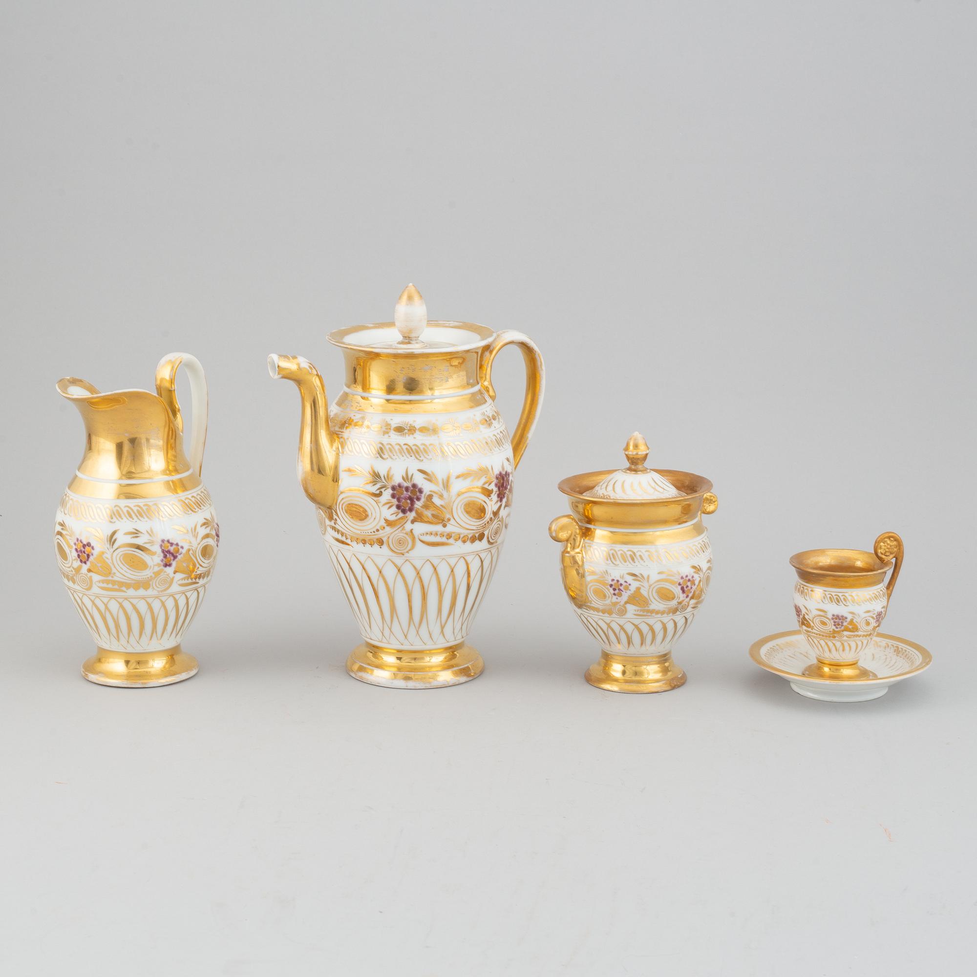A 9 pcs Empire porcelain coffee service from the 1830s/1840s, northern Europe.