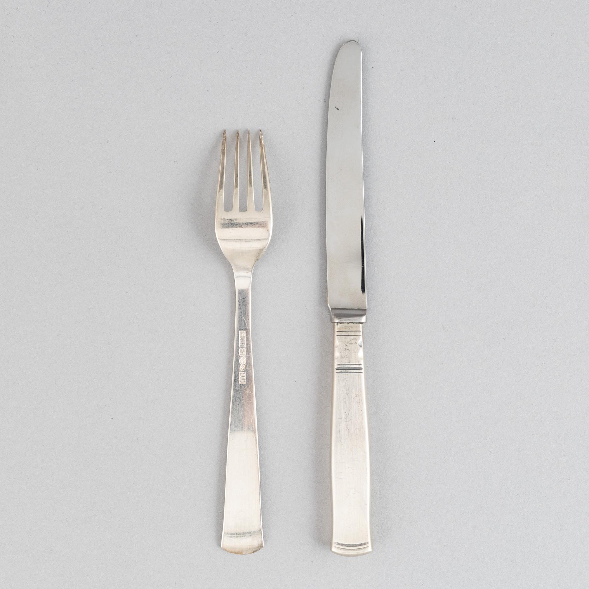 Jacob Ängman, a silver cutlery, 'Rosenholm', GAB (24 pieces).