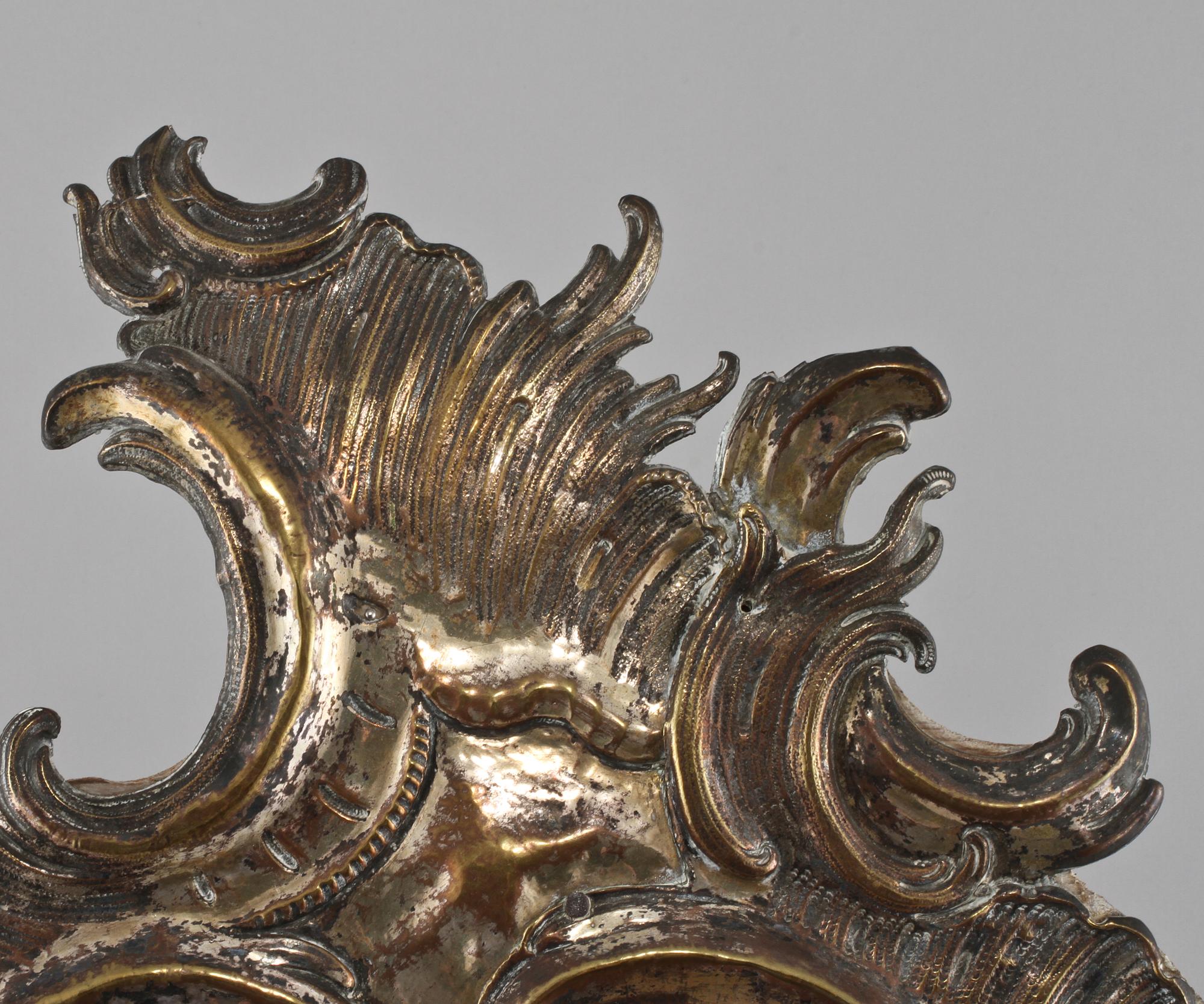 SPEGEL, försilvrad plåt, rokoko, 1700-tal.