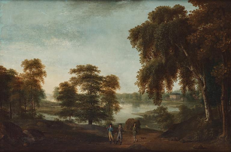 Pehr Emanuel Limnell, Park landscape with manor house/Pastoral landscape with waterfall.