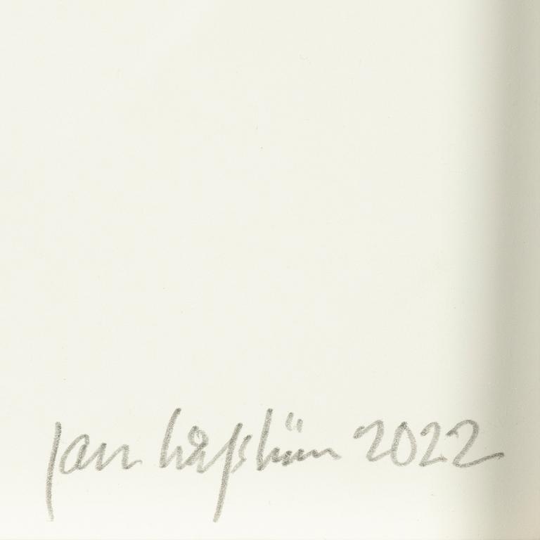 Jan Håfström, färgetsning, 2022, signerad AP.