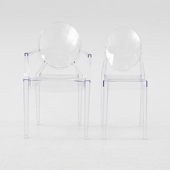 A 'Louis Ghost' armchair and 'Victoria Ghost' chair by Philippe Starck, Kartell.