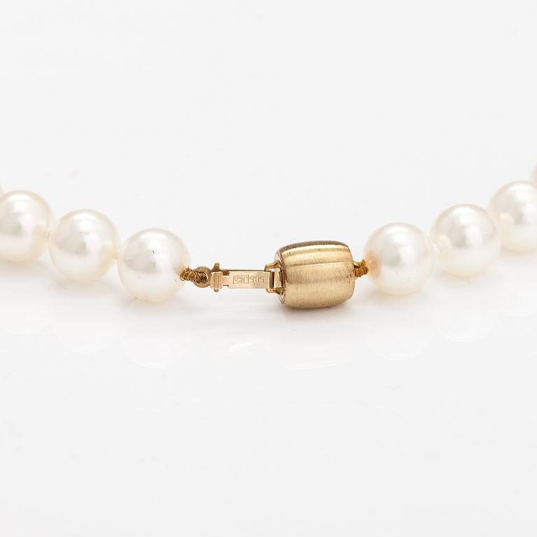A pearl collier with ajoya pearls and a 14K gold clasp. Torbjörn Tillander, Helsinki 2015.