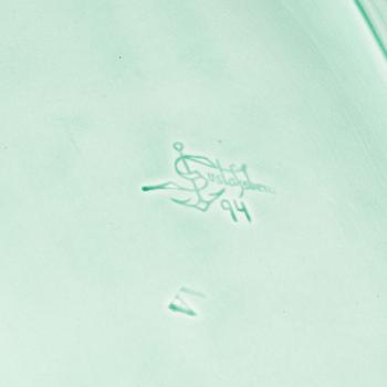 SPARRISFAT, 2 delar, flintgods. Majolika, Gustavsberg, omkring 1900.