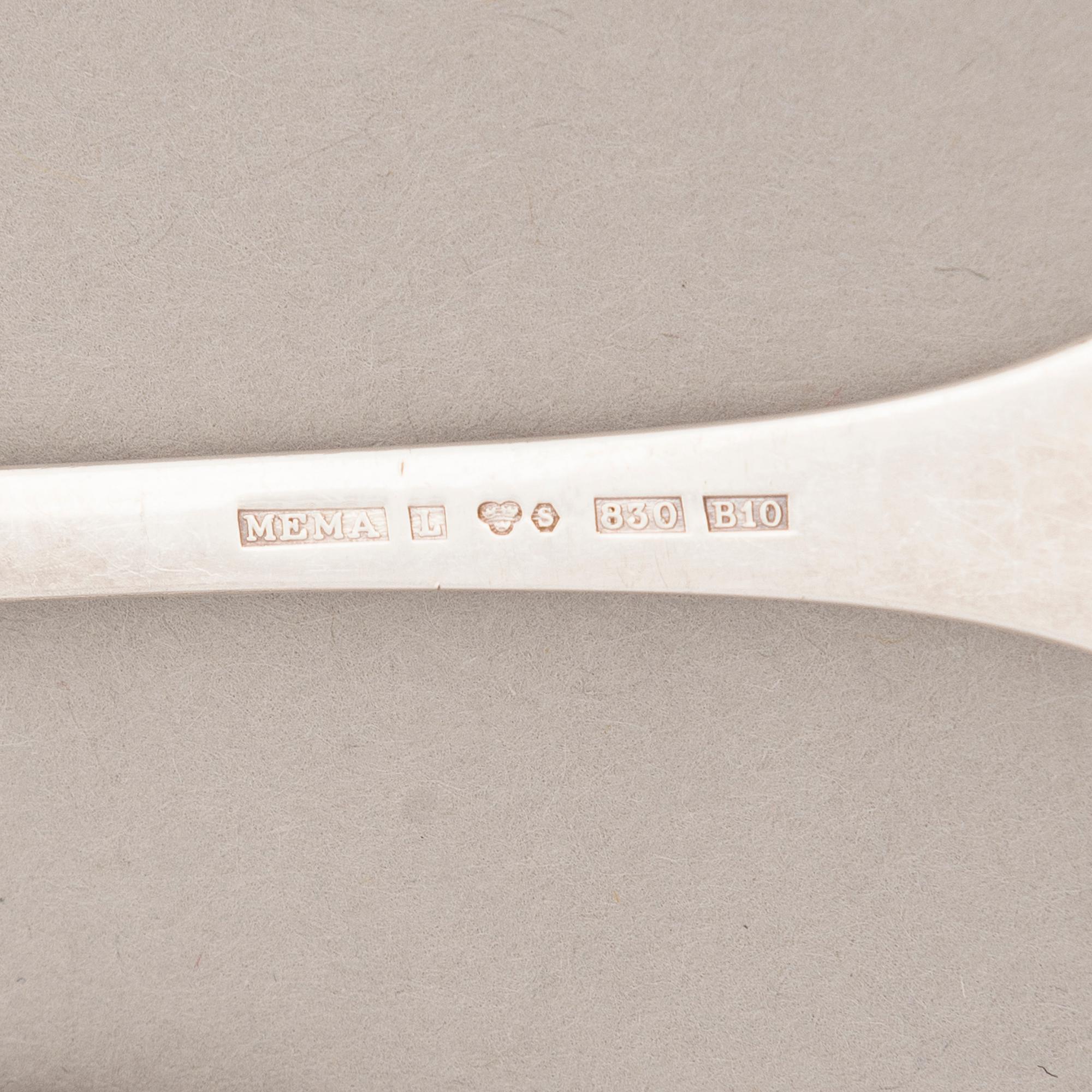 A 30-piece set of 'Torne River Valley' silver cutlery with engraved floral decoration, Sweden 1976-97.